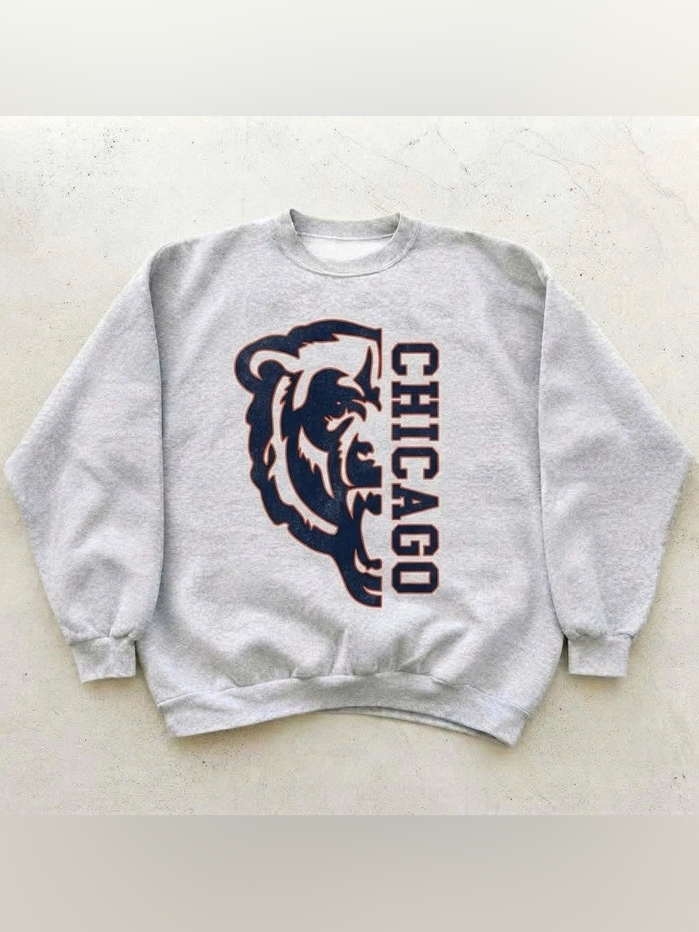 Retro Grey and Blue Chicago Bears Football Crewneck Sweatshirt